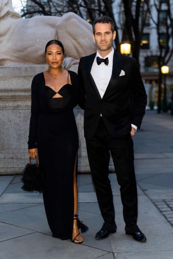 Emma Grede (L) and Jens Grede are seen in Midtown on April 02, 2022 in New York City.